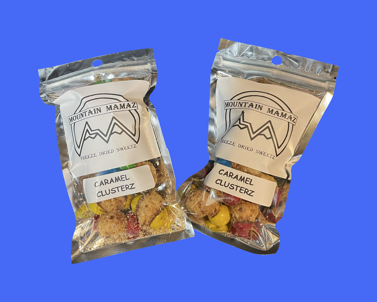 Caramel Clusterz in original Mountain Mamaz packaging